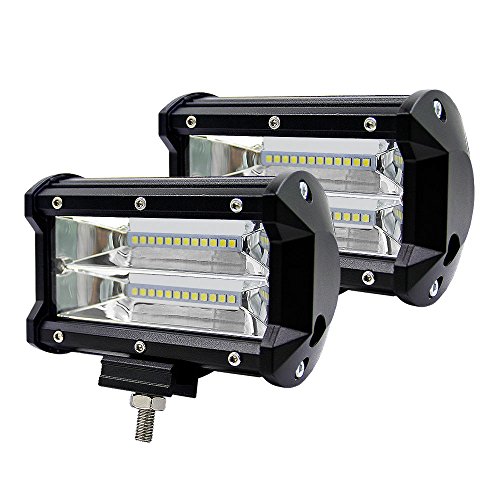 Echoming 2pcs LED Light Bar, 5″ 72W 24000LM LED Pods 6000K LED Off Road Flood Driving Lights IP68 Waterproof LED Fog Spotlights for Trucks, Tractor, Jeep, Cars, Motorcycles, 2 Years Warranty