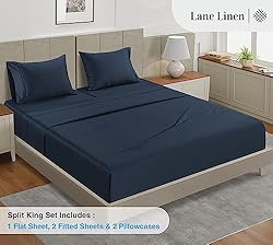 LANE LINEN Split King Sheets for Adjustable Bed