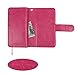 Samsung Galaxy S4 mini Case, xhorizon TM Premium Leather Folio Case [Wallet Function] [Magnetic Detachable] Fashion Wristlet Lanyard Hand Strap Purse Soft Flip Book Style Multiple Card Slots Cash Compartment Pocket with Magnetic Closure Case Cover Skin ZA5 for Samsung Galaxy S4 mini (I9190) - Rose Red