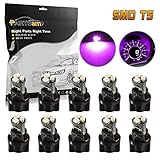 Partsam 10Pcs T5 73 74 Instrument Cluster Dash Shifter indicator LED Light Bulb Pink Purple 12V