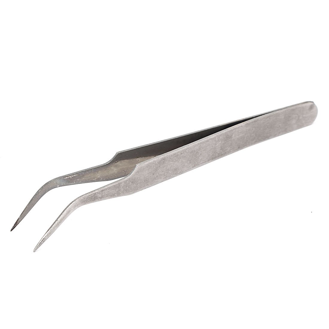 Sourcingmap 45 Degree Angled Pointed Tip Bent Curved Tweezers Silver Tone