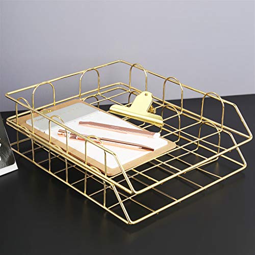 Kertnic 4Tier Stackable Paper Tray Desk Organizer, Rose Gold Metal