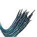 Feather Hair Extension – Ocean Blue, Five Genuine Rooster Feathers Bonded at the Tip, All Feathers Ranging From 7 to 10 Inches in Length, Includes Two Silicone Micro Beads