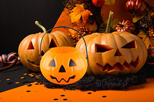 Plastic Pumpkin Bucket Halloween Pumpkin Basket for Trick or Treat Candy Bucket Pumpkin Halloween Costume Toddler Orange - Thumbnail 2