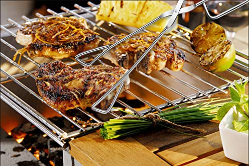 Food Tongs, Hiash Heavy Duty Stainless Steel Kitchen Tongs for BBQ, Barbecue, Cooking, Scissors Tongs 9 Inch & 11 Inch (Set of 2)