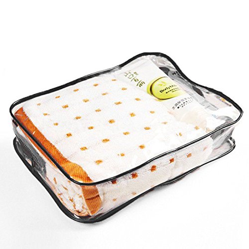3Pcs Crystal Clear PVC Travel Bag Kit for Men Women, Waterproof Vinyl Packing Organizer Storage Bag with Zipper Closure and Handle Straps, Cosmetic Pouch, Diaper Bag, Handbag Pencil Bag Black (Pink)