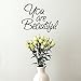 Stickerbrand You are Beautiful Motivational Quote Wall Decals Sticker for Mirror, Windows or Walls Decoration Decor #6083s 6x8 (Black)
