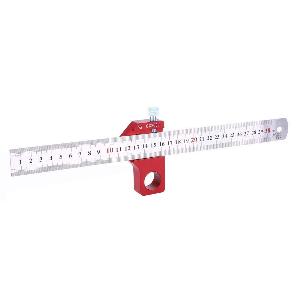 CX300-1 300mm Woodworking Square Ruler, Multifunction Hardware Scriber Measuring Tool for Height and Angle Measurement