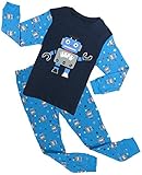 Family Feeling Robot Little Boys' 2 Piece Long Sleeve Pajamas Set T-Shirt Pants