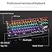 LINGBAO JIGUANSHI Mechanical Keyboard 87 Keys Computer Wired USB Backlit Metal Panels Gaming Keyboard (Mixed Light, Black Bezel, Black Cap, Blue Switches)