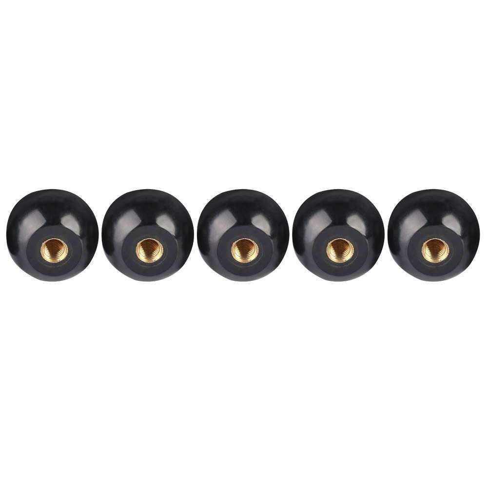 5pcs Black Bakelite Ball Lever Knob, M12 Female Thread Copper Nut for Machine Tools