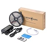 LUMINOSUM LED Light Strip Warm White Kit Dimmable, 16.4ft SMD5050 300LEDs Waterproof, with RF Dimmer Controller and DC 12V 5A Power Adapter