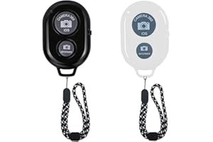ANGELREALLY Wireless Camera Shutter Remote Control for Smart Phones- Compatible with iOS/Android (1 White+1 Black)