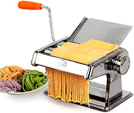 パスタメーカー ヌードルカッターステンレスパスタマシンマニュアルフレッシュパスタ製造機スパゲッティとラザニアタリアテッレフェットチーネの6つの調整可能な厚さ設定の生地ローラー Midlothiantsi Org Uk