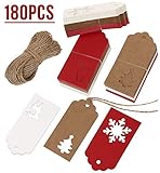 Your Little Lovely 180Ct Tags Labels -Snowflakes/Xmas Tree/Reindeer - for Present/Wrapping Paper Decorations