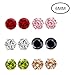 6 Pairs Different Colors White Gold Plated Cubic Zirconia Stud Earring Set for Women 6MM