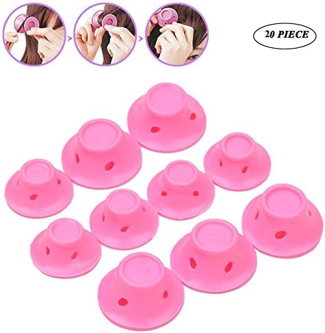 Hair Curler Roller No Clip Magic Hair Roller Tool Pink 20 Piece