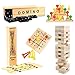 Wooden Game Set by GamieTM - 5 Fun Games for Kids and Family - includes Tic-Tac-Toe, Tower, Domino, Triangle, Pick-up Stick - Compact Size - Best Gift for Boy or Girl 5+.