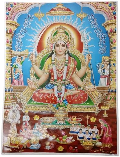 Photographs - Laxmi Maa Photo Luxmi Photo Navratri Photo Devi Maa 9 Devi Photo Sherawali Maa Durga Maa Photo Pooja Photo Diwali Dhanteras Size 16x12 Inch (Green)
