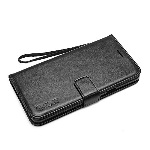 Samsung Galaxy S9 Plus Case, HLCT PU Leather Case, with Soft TPU Protective Bumper, Built-in Kickstand, Cash and Card Pockets (Black)