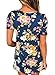 Dokotoo Womens Summer Criss Cross V Neck Floral Print Cotton Casual Blouse T Shirt Tops Navy X-Large