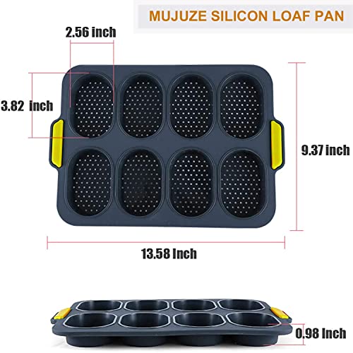 MUJUZE Hot Dog Bun Pan,6 Cavity Silicone Hot Dog Bun Pans for