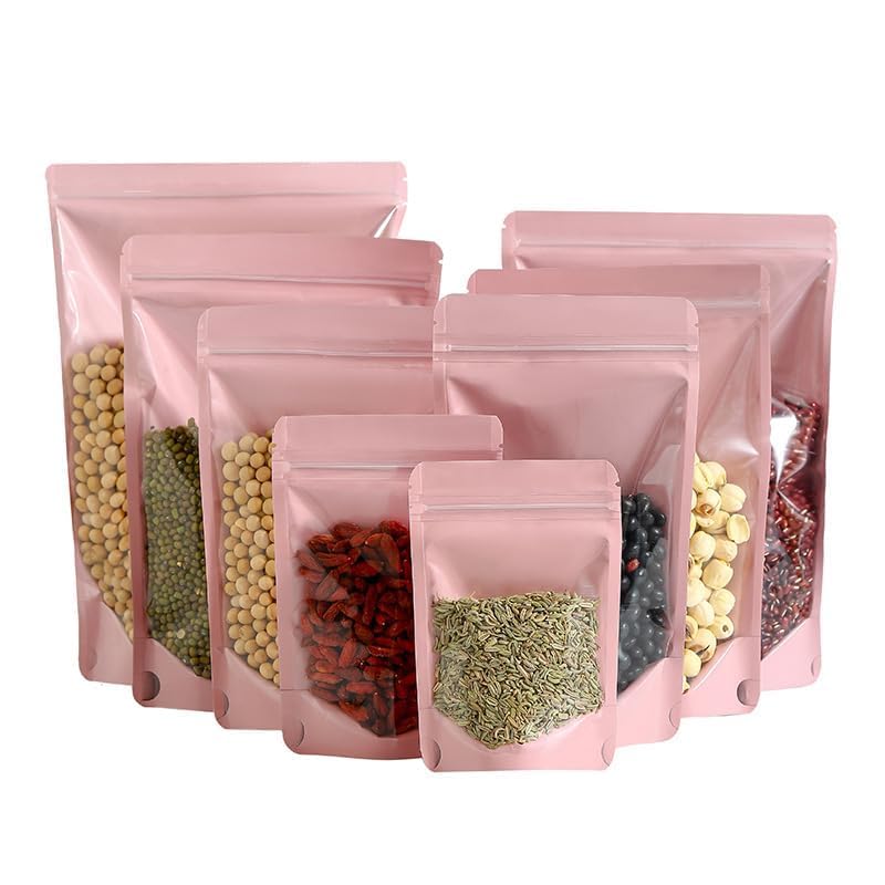 Photo 1 of 150 Pcs 4x6 Mylar Bags for Food Storage Mylar Bags with Window Stand Up Pouches Small Resealable Smell Proof Bags Freeze Dried Candy Packaging Bulk