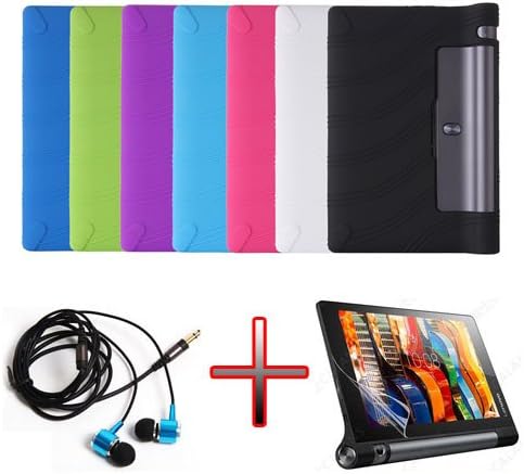 Junsi Silicone Gel Case Cover +Film +Headphone For 8" Lenovo Yoga Tab 3 850F Tablet Colour Green New Style