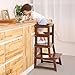 UNICOO- Kids Step Stool, Kids Learning Stool, Children Kitchen Step Stool, with Safety Rail-Solid Wood Construction. Perfect for Toddlers (Espresso-01)
