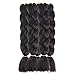 Forevery Braiding Hair 24 Inch Jumbo Braids Color Braiding Hair 5 Packs Black Braiding Hair Kanekalon Jumbo Braiding Kenakalon Hair Braid Hair (5pcs,Black Color 1B#)