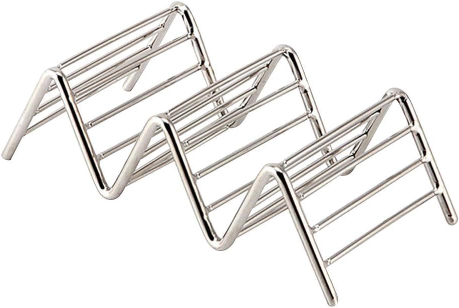 chengJellyLibrary Taco Holder, Stainless Steel Stand Mexican Food Rack, 1-4 Slots Food Shelf for Kitchen Baking
