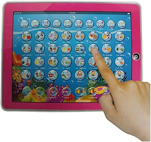XHAIZ English and Arabic Tablet Toy, Preschool Learning Toy, Touch and Learn Alphabet, Song and animal words for 1-6 Year Olds (Red)