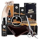 MayBeau Beard Kit for Men Set of 8 Beard Growth Grooming & Trimming with Unscented Leave-in Conditioner Oil,Beard shaping, Beard Balm Butter Wax, Brush and Mustache Comb Ultimate Trimmer Set for Men