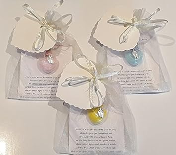 10 X Personalised Baby Shower Favours Heart Shaped Mini Glass Vials With Wishing Bracelets And Wishing Fairy Dust A Lovely Unique Gift Favour For 10 X Personalised Baby Shower Favours Heart Shaped Mini Glass Vials With Wishing Bracelets And Wishing Fairy Dust A Lovely Unique Gift Favour For