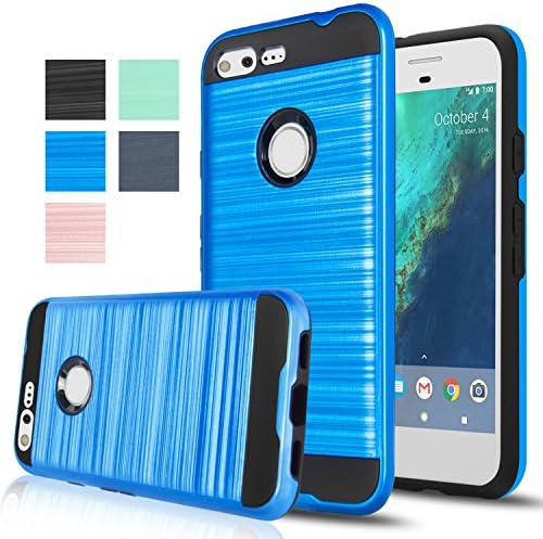 Google Pixel Xl Case,Aomax Hard Silicone Rubber Hybrid Armor Shockproof Protective Holster Cover Case For Google Pixel VLS Blue