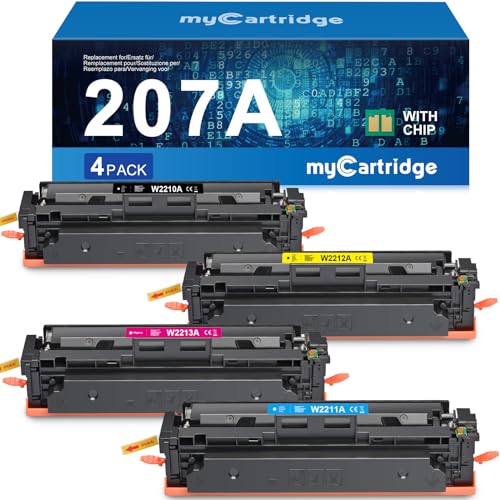 myCartridge 207A Toner with Chip Compatible with HP 207A 207X Toner Cartridge for HP Color LaserJet Pro MFP m283fdw M255dw m255nw m282nw m283fnd W2210A W2211A W2212A W2213A (4-Pack)