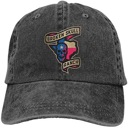 SAMANTHA NAYLOR Broken Skull Ranch Adjustable Cross-Country Cotton Washed Denim Caps Hats Black