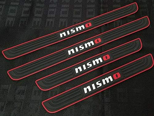 GUANGGU 4PCS Black Rubber Car Door Scuff Sill Cover Panel Step Protector Guard (for Nismo)