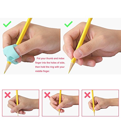 Goblin's Treasures Pencil Grips Writing Aid Grip Trainer Posture Correction Finger Grip for Kids Preschoolers Special Needs(6Pcs)