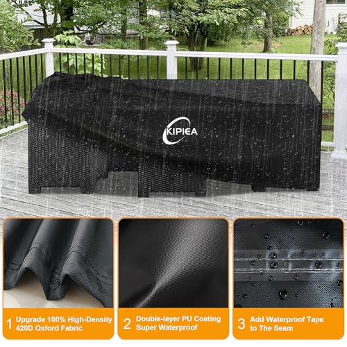 Kipiea Patio Furniture Covers Waterproof Winter, Heavy-Duty 420D Outdoor Patio Table Set Covers, Rectangular Outdoor Sectional Couch Covers (78" L x 58" W x 28" H)