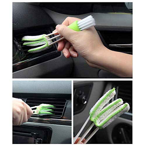 Car Windshield Cleaner Tool Set - Extendable Handle Car Window Windshields Washing Brush with 2 Removable Cloth and 1 Pack Microfiber Cleaning Cloth and 1 Brush