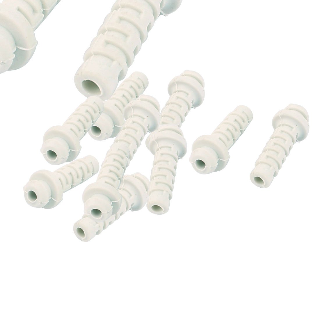 Sourcingmap 10pcs 3mm Inner Dia Rubber Strain Relief Cord Boot Protector Cable Sleeve White