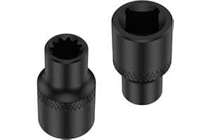 2 Pack 3/8" 11 Point Brake Caliper Socket, Truck Brake Caliper Socket, Steel Brake Caliper Removal Socket Portable Brake Cali