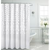B&amp;H Home Luxurious Bow Shower Curtain 70"x"72 Inch Made With 100% Polyester. (White)