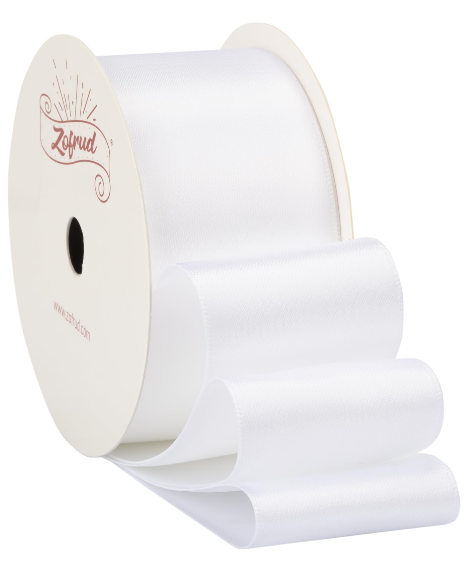 Zofrud White Satin Ribbon 38mm x 9 Meters - Ideal for Crafts, Gift Wrapping, Flower Bouquet, and Weddings
