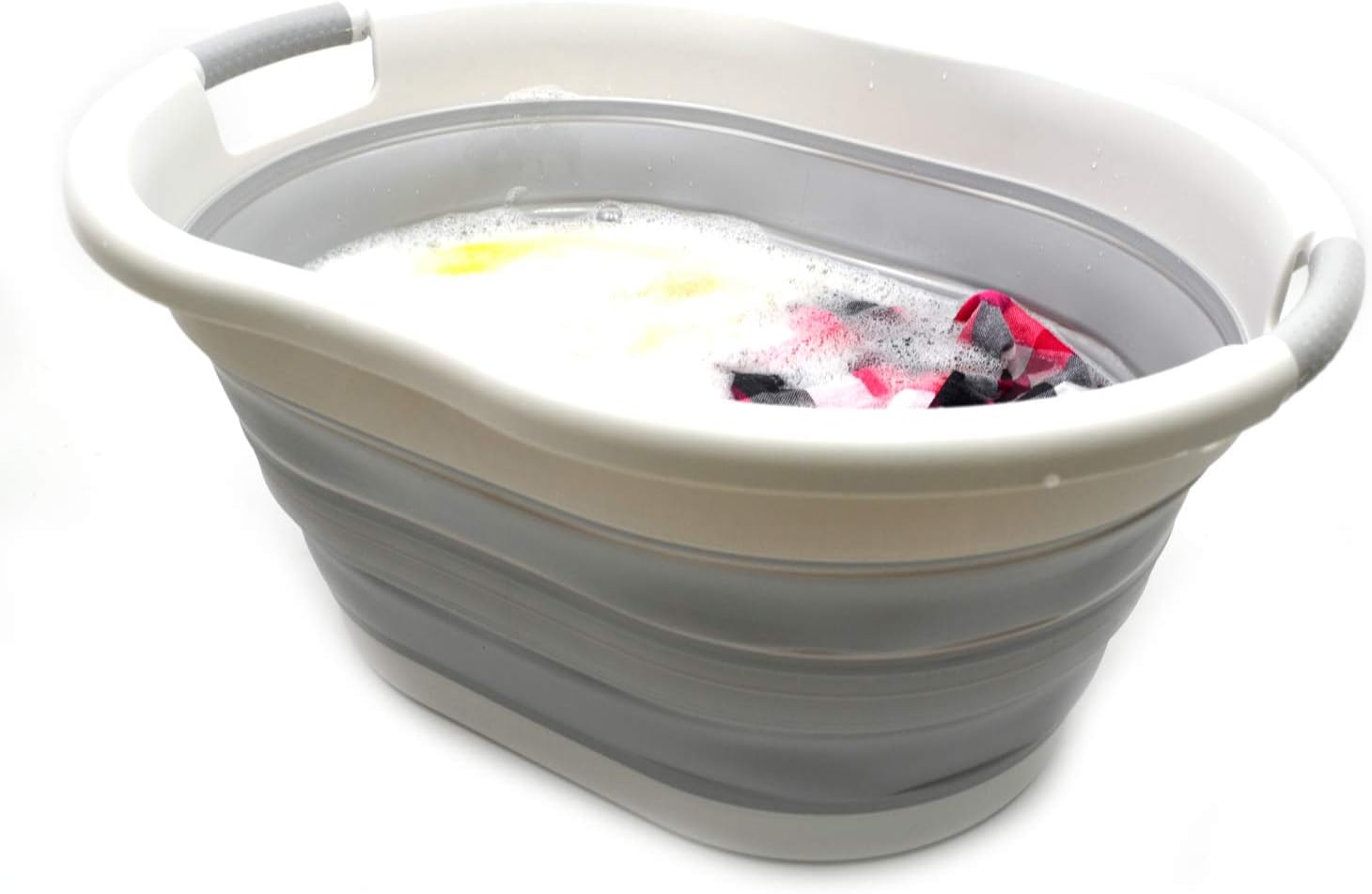 SAMMART 36L Collapsible Plastic Laundry Basket, Oval Tub/Basket, Foldable Storage Container/Organizer, Portable Washing Tub - Image 4