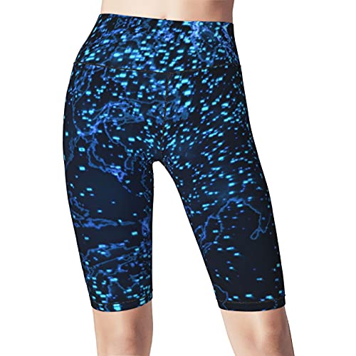 Inaayayi Hoge Taille Yoga Shorts Blauw Digitale Aarde Technologie Sociale Vrouwen Bike Shorts Tummy Control Fitness… - Image 4