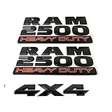 Yoaoo 3x OEM Black Dodge RAM 2500 HEAVY DUTY Plus 4x4 Emblem Badge 3D Emblem Decals Nameplates Flat Letter Matte