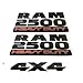 Yoaoo 3x OEM Black Ram 2500 Heavy Duty Plus 4x4 Emblem Badge 3D Emblem Decals Nameplates Flat Letter Matte