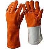 Heavy Duty Thick Welding Gloves, Flexible Sturdy Large Cowhide Fireplace Gloves, High Heat Proof Fire Resistant Gloves For Arc, Tig, Stick, Mig Welding, By LifBetter (L)
